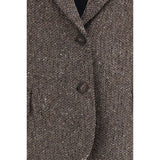 Brunello Cucinelli Brown Wool Oves Aries Biker Jacket