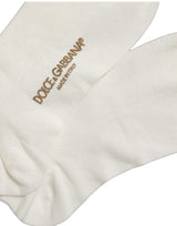 Dolce & Gabbana White Crown Embroidery Knee High Accessory Socks