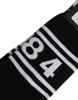 Dolce & Gabbana Black White Logo Stripes Mid Calf Accessory Socks