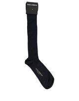 Dolce & Gabbana Men Dark Blue Viscose Over The Calf Accessory Socks