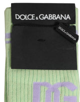 Dolce & Gabbana Men Light Green Logo Over Calf Accessory Socks