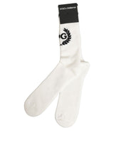Dolce & Gabbana White Cotton DG Logo Mid Calf Accessory Socks