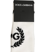 Dolce & Gabbana White Cotton DG Logo Mid Calf Accessory Socks