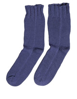 Dolce & Gabbana Men Navy Blue Cotton Ribbed Mid Calf Accessory Socks