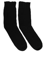 Dolce & Gabbana Men Dark Blue Cotton Ribbed Mid Calf Accessory Socks