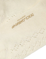 Dolce & Gabbana Off White Cotton Knit Mid Calf Accessory Socks
