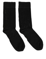 Dolce & Gabbana Black Sequin Cotton Knit Mid Calf Accessory Socks