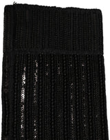 Dolce & Gabbana Black Sequin Cotton Knit Mid Calf Accessory Socks