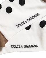 Dolce & Gabbana White Polka Dot Over The Calf Accessory Socks
