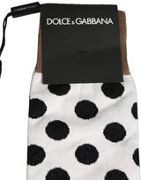Dolce & Gabbana White Polka Dot Over The Calf Accessory Socks