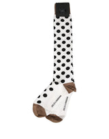 Dolce & Gabbana White Polka Dot Over The Calf Accessory Socks