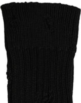 Dolce & Gabbana Men Black Cotton Distressed Mid Calf Accessory Socks