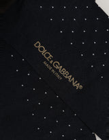 Dolce & Gabbana Men Black Cotton Polka Dot Over The Calf Socks