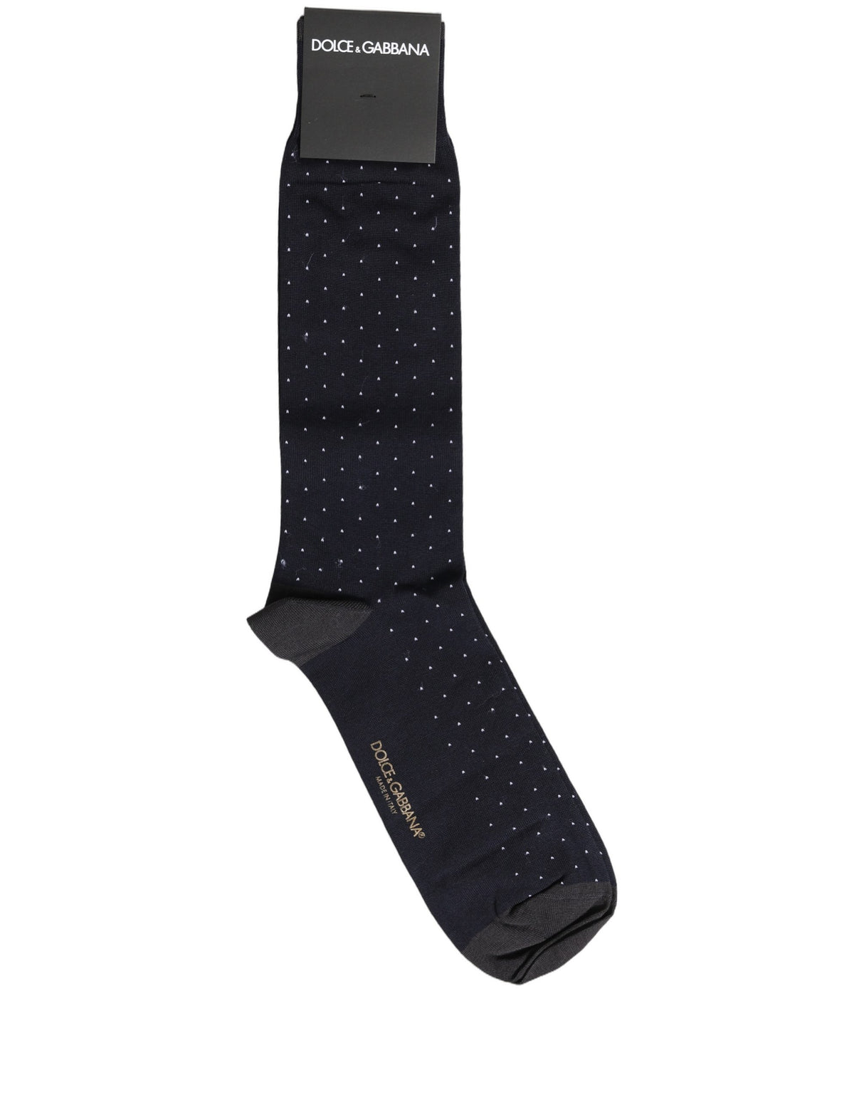 Dolce & Gabbana Men Black Cotton Polka Dot Mid Calf Accessory Socks