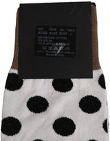 Dolce & Gabbana White Polka Dot Over The Calf Accessory Socks