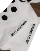 Dolce & Gabbana White Polka Dot Over The Calf Accessory Socks