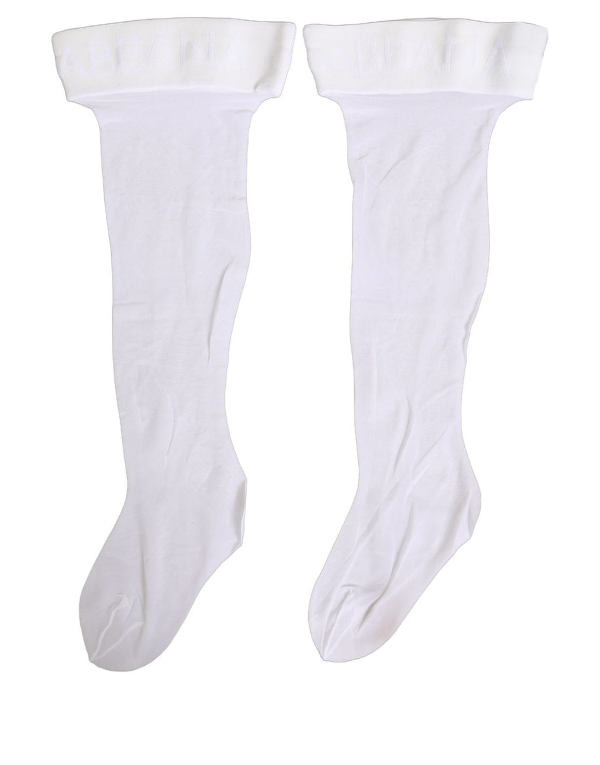 Dolce & Gabbana .White Nylon Logo Calf Long Women Accessory Socks