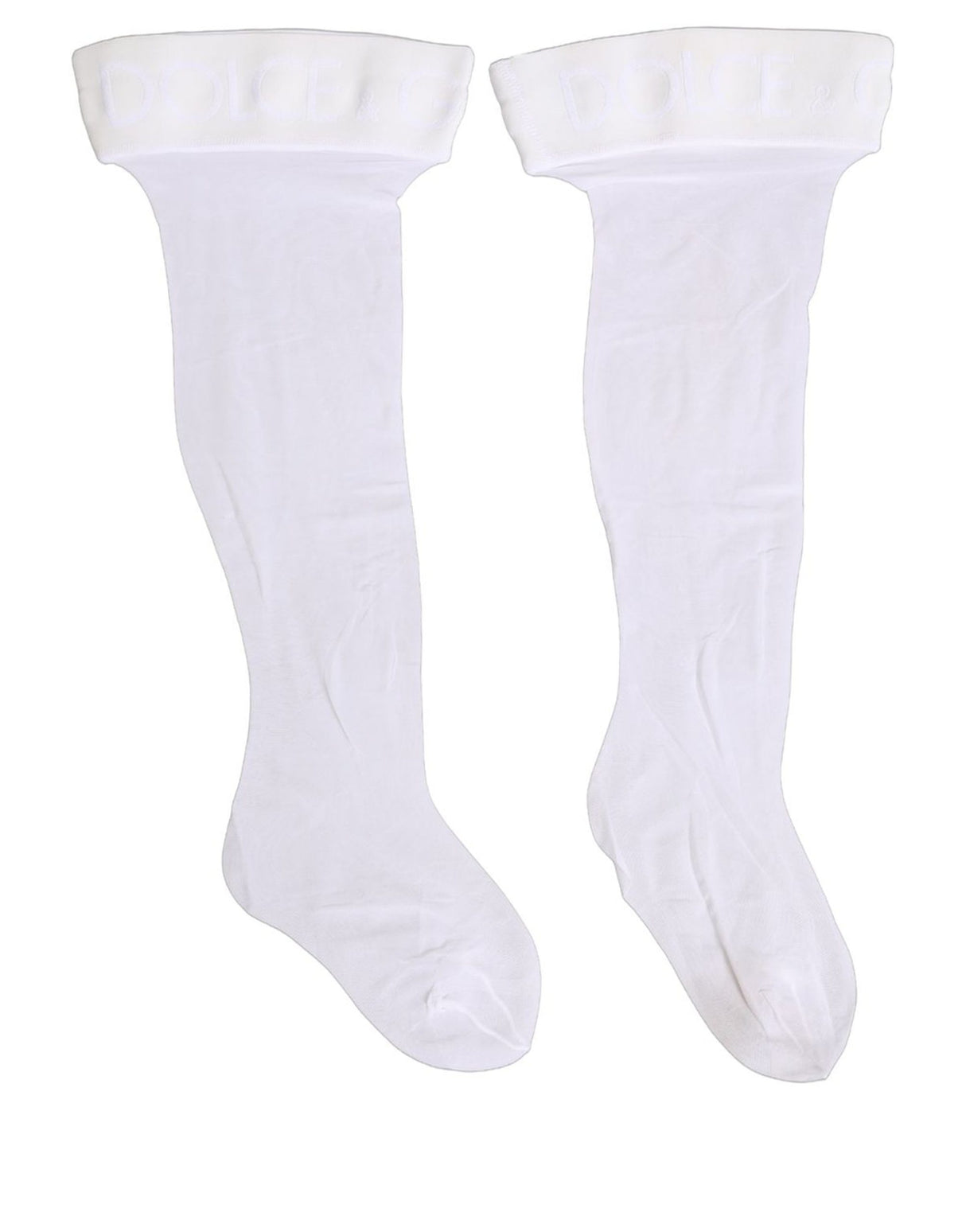 Dolce & Gabbana .White Nylon Logo Calf Long Women Accessory Socks
