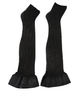 Dolce & Gabbana Black Nylon Logo Calf Long Women Accessory Socks