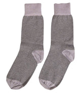 Dolce & Gabbana Charcoal Grey Logo Mid Calf Women Accessory Socks