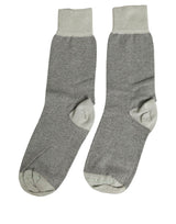 Dolce & Gabbana Charcoal Grey Logo Mid Calf Women Accessory Socks