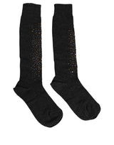 Dolce & Gabbana Dark Gray Sequined Wool Knee High Accessory Socks