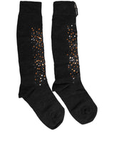 Dolce & Gabbana Dark Gray Sequined Wool Knee High Accessory Socks