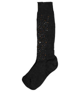 Dolce & Gabbana Dark Gray Sequined Wool Knee High Accessory Socks