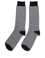 Dolce & Gabbana Black White Houndstooth Mid Calf Accessory Socks