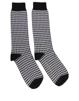Dolce & Gabbana Black White Houndstooth Mid Calf Accessory Socks