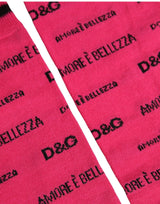Dolce & Gabbana Pink Cotton Logo Print Mid Calf Accessory Socks