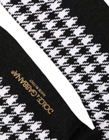 Dolce & Gabbana Black White Houndstooth Mid Calf Accessory Socks