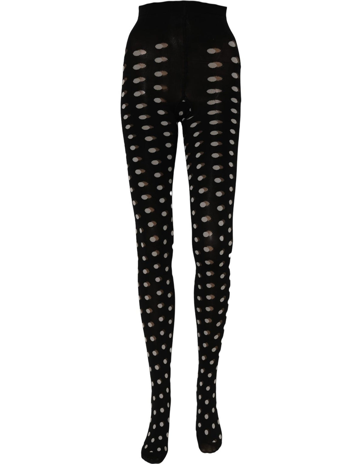 Dolce & Gabbana Black Polka Dot Fishnet Pantyhose Stockings Socks