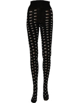 Dolce & Gabbana Black Polka Dot Fishnet Pantyhose Stockings Socks