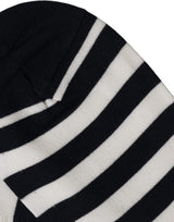Dolce & Gabbana Black White Stripes Cotton Mid Calf Accessory Socks