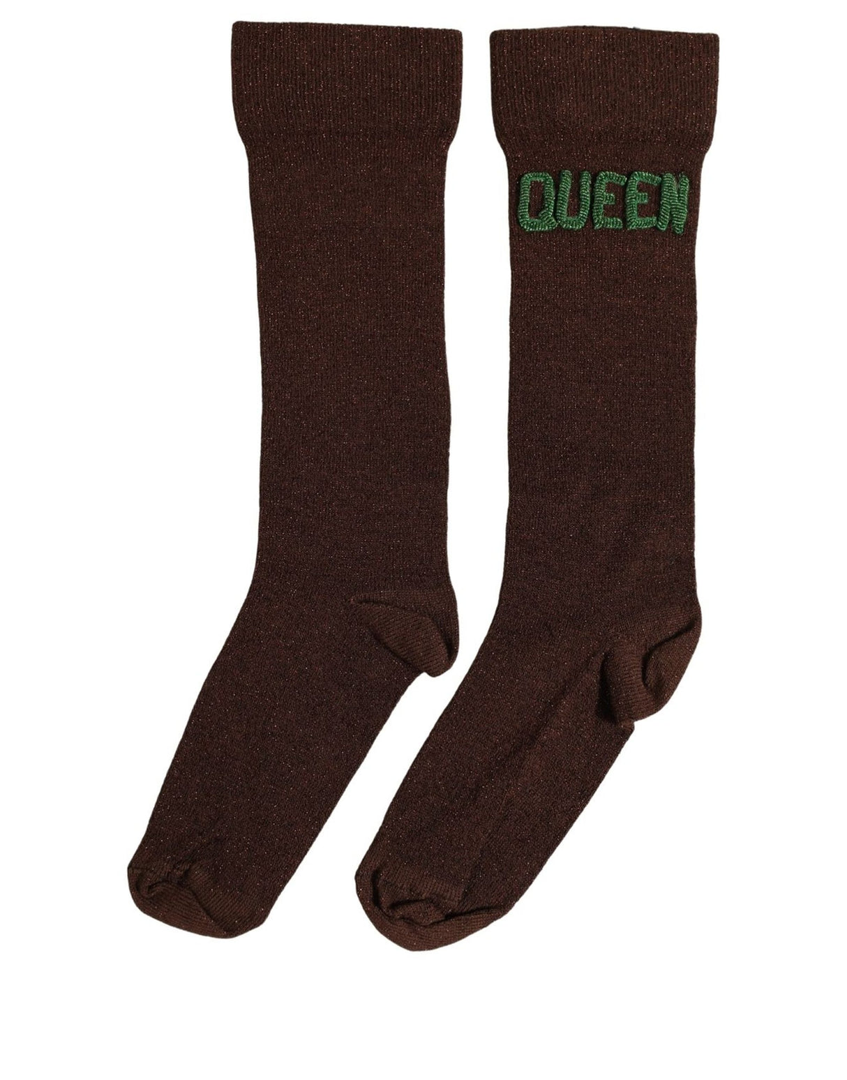 Dolce & Gabbana Brown Embroidered Cotton Mid Calf Accessory Socks