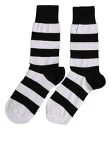 Dolce & Gabbana Black White Stripes Mid Calf Accessory Socks