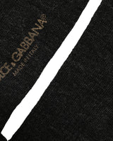 Dolce & Gabbana Black Wool DG Logo Mid Calf Accessory Socks