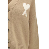Ami Paris Beige Alpaca Vicugna Pacos Cardigan