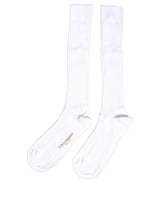 Dolce & Gabbana White Cotton Ribbed Logo Over The Calf Women Socks