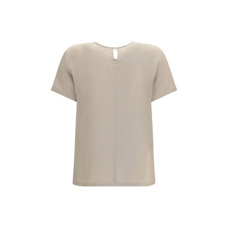 Max Mara Beige Silk T-Shirt