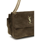 Saint Laurent Bicolor Suede Leather Shoulder Bag