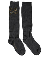 Dolce & Gabbana Dark Gray Wool Over The Calf Knee High Accessory Socks