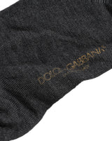 Dolce & Gabbana Dark Gray Wool Over The Calf Knee High Accessory Socks