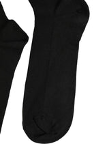 Dolce & Gabbana Black Cotton Ribbed Logo Over The Calf Women Socks