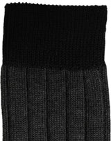 Dolce & Gabbana Dark Gray Wool Logo Calf Long Ribbed Accessory Socks