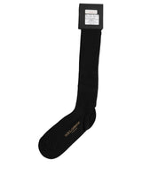 Dolce & Gabbana Black Viscose Logo Over The Calf Accessory Socks