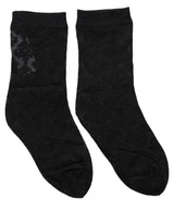 Dolce & Gabbana Black Floral Nylon Stretch Mid Calf Socks