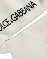 Dolce & Gabbana White Black Cotton Stretch Knee High Socks