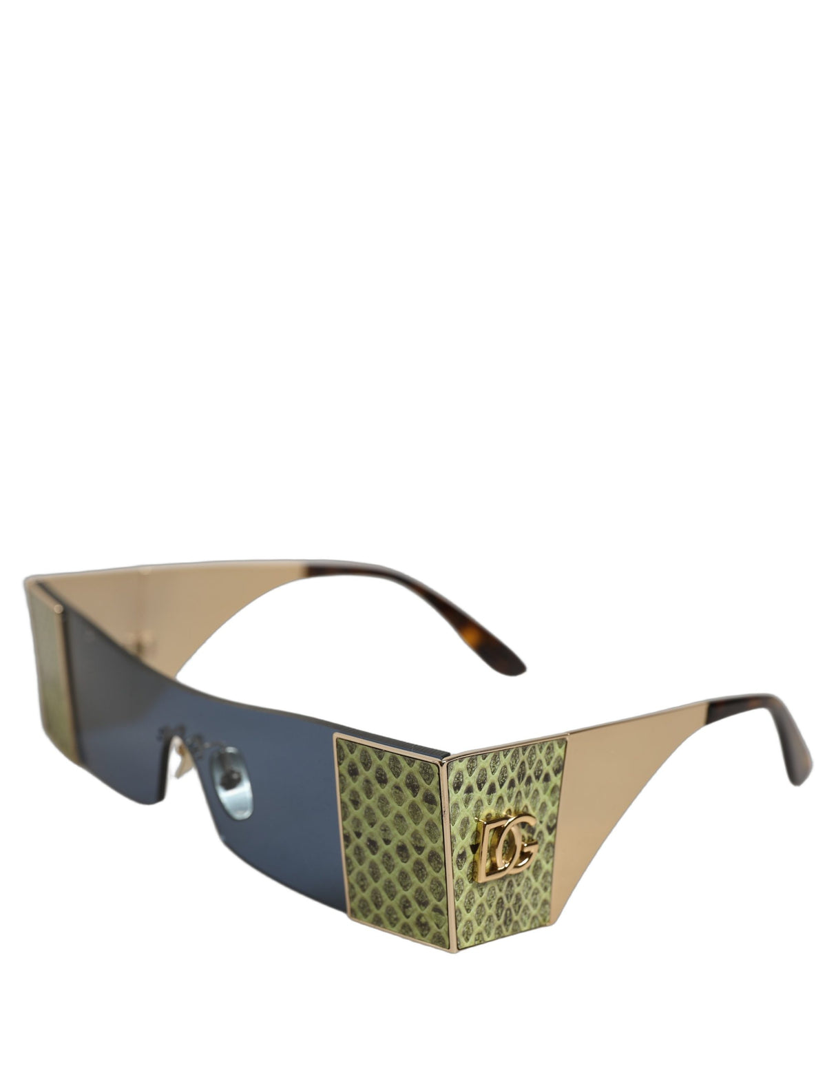 Dolce & Gabbana Gold Metal DG2263 Rectangle Snakeskin Frame Sunglasses